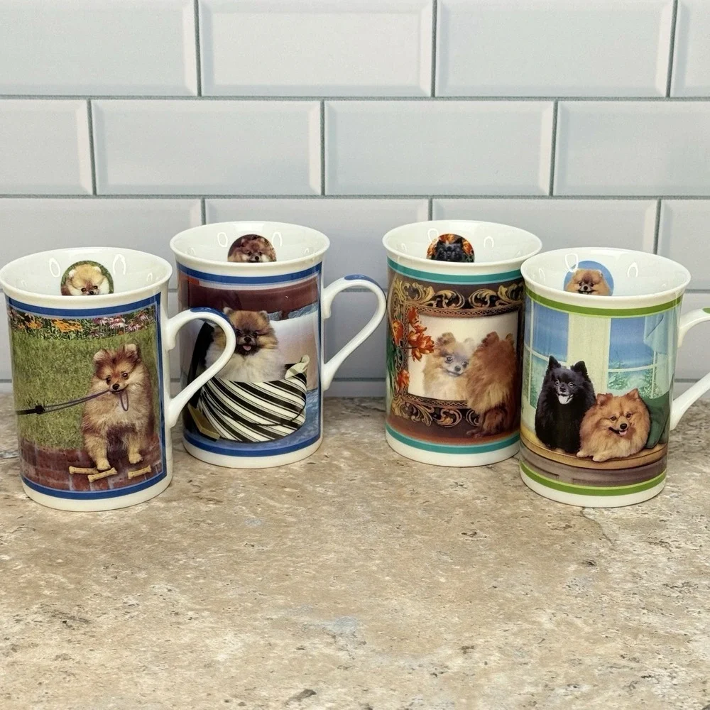 Danbury Mint Pomeranian Collection Coffee Tea Mugs Lot Of 9